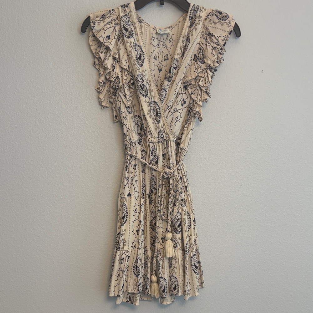 Francesca's Cream and Black Patterned Mini Dress